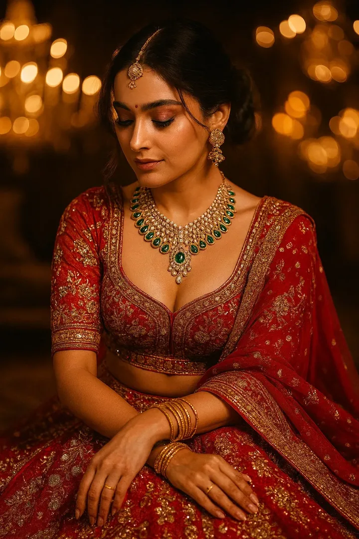 Bridal lehenga style for bridal jewellery